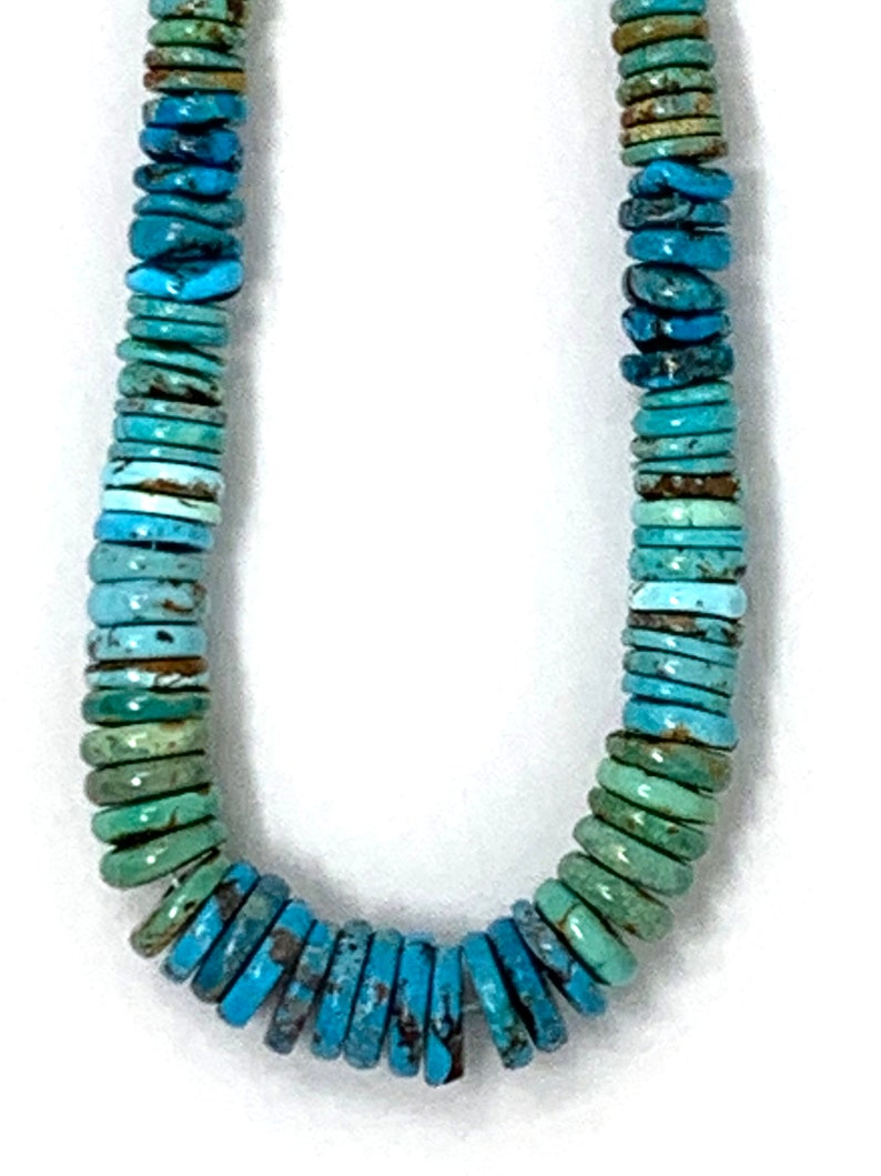 Natural Stabilized Turquoise Graduated Heishi 15.5 Beads 5mm to 15mm