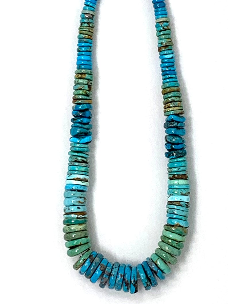 Natural Stabilized Turquoise Graduated Heishi 15.5 Beads 5mm to 15mm