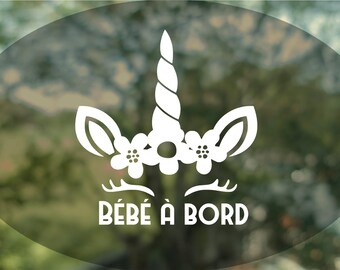 Pegatinas de unicornios para coche a bordo.