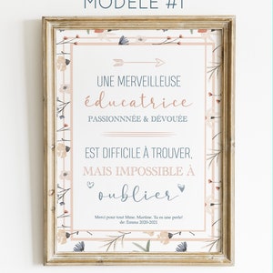 Affiche imprimable numérique (remerciement cadeau éducatrice enseignante)