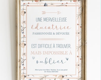 Póster imprimible digital (regalo de agradecimiento para docentes educadores)
