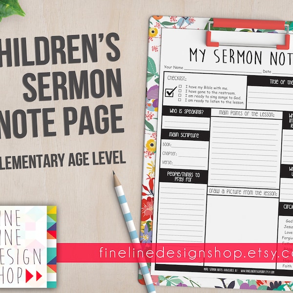 Sermon Notes Kids Printable - Etsy