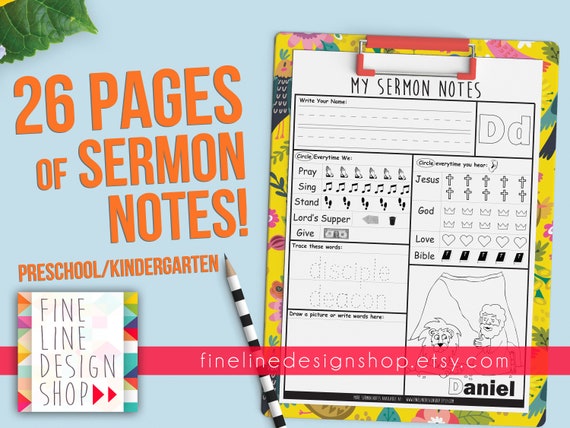 Sermon Notes for Kids. Preschool. PDF printable. Instant download. Worship Notes. Non Reader. Kindergarten. Boy or Girl