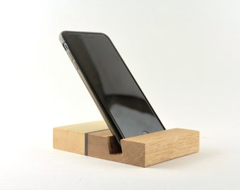 Minimalist Wooden Phone, e-reader, and Tablet Stand, minimalist gift for the home office made out of walnut, oak, and maple