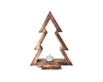 Rustic Wooden Charm Christmas Tree: A Stained Pine Farmhouse Style Decoration