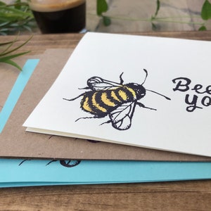 Wenskaart - Gezeefdrukte wenskaart - zeefdruk - Bee You - Bee Card -