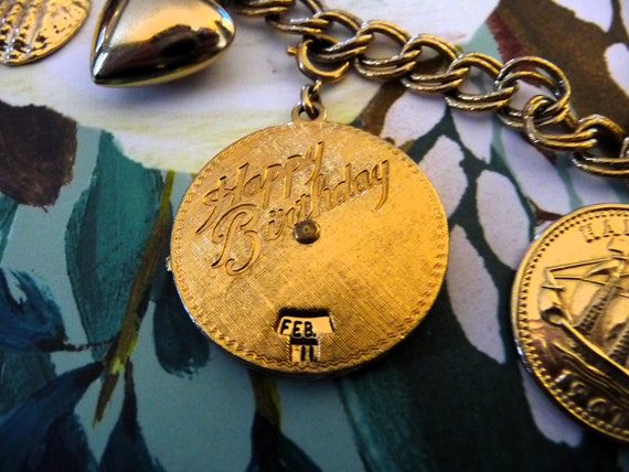 Monet Happy Birthday Gold Tone Charm Bracelet - image 4