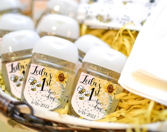 Bee Sunflower Birthday, Thanks For Beeing Here, Birthday Sanitizers Label, First Birthday Favor, 1st Birthday Party Favor, 1st Bee Day Party