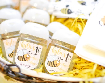 Bee First Birthday, Birthday Sanitizers Labels, First Birthday Favors, 1st Birthday Party Favors, Bumble Bee Favors, 1st Bee Day Party