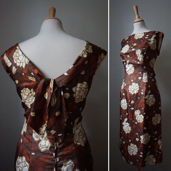 1950's Rose Floral Wiggle Dress