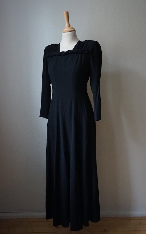 1940's Black Rayon Crepe Dress