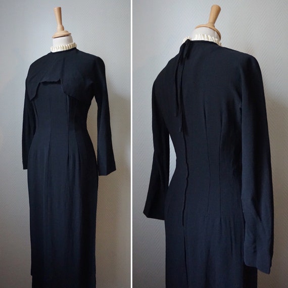 1940's Black Rayon Wiggle Dress