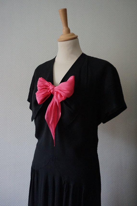 1940's Black Rayon Dress