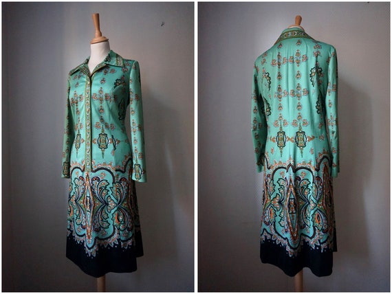 1970's Green Shirt Dress