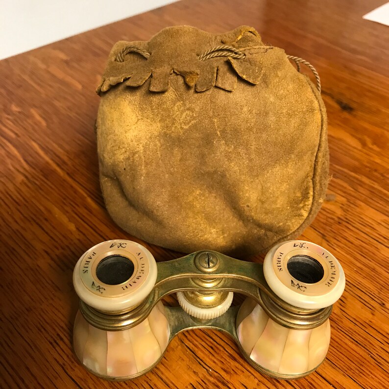 Antique Lemaire Paris Opera Glasses, Mother of Pearl With Pouch