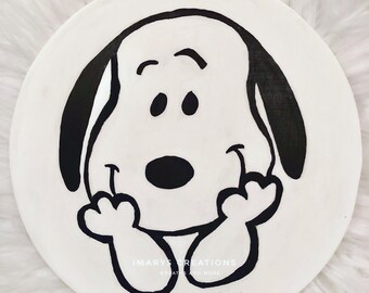 Hand painted Christmas Snoopy with present sign door hanger wreath accent mesh