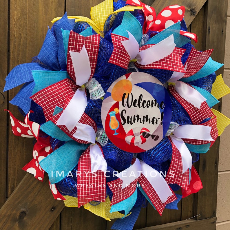 Beach Ball Decor Pool Party Wreath Beach Ball Wreath Pool Etsy