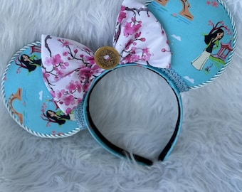 Mulan inspired mouse ears headband, Cherry Blossom mouse ears , Theme park mouse ears
