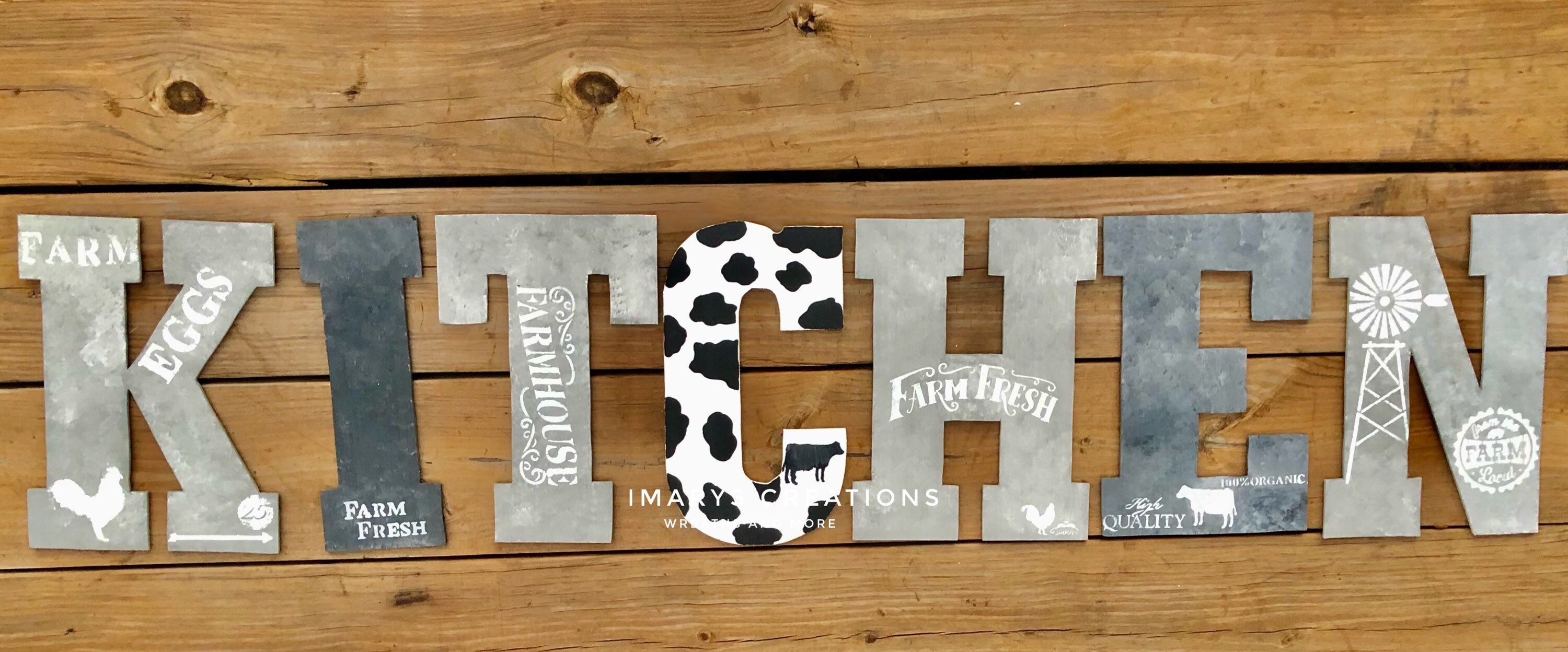 Kitchen Letters Kitchen Sign Wood Letters Rustic Wall Etsy