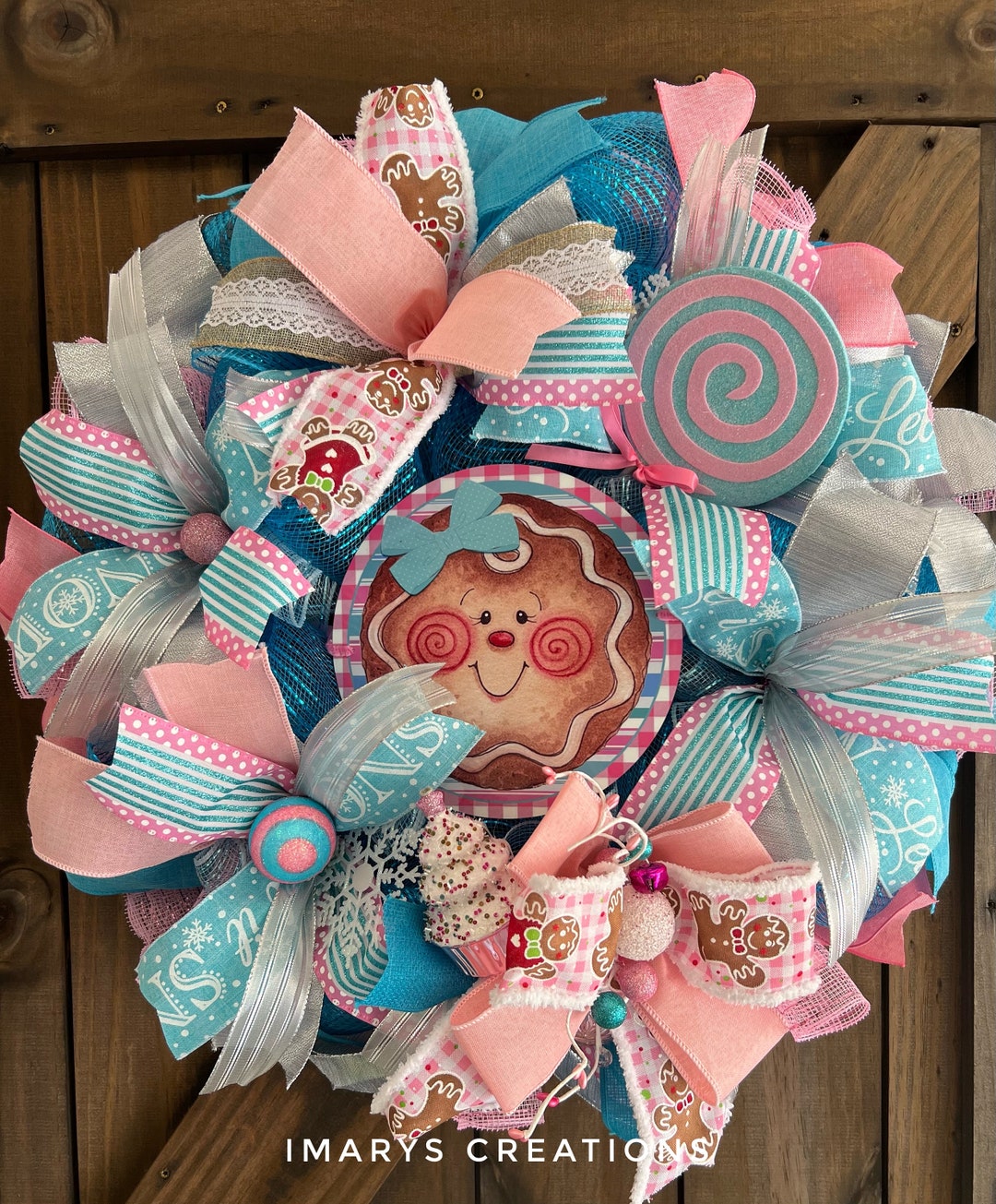 Christmas Wreath for Front Door,whimsical Christmas Wreath, Gingerbread ...