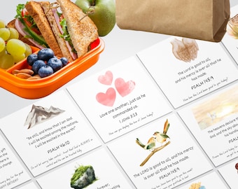 Printable Bible Verse Lunchbox Cards: Christian Encouragement Notes (PDF Download