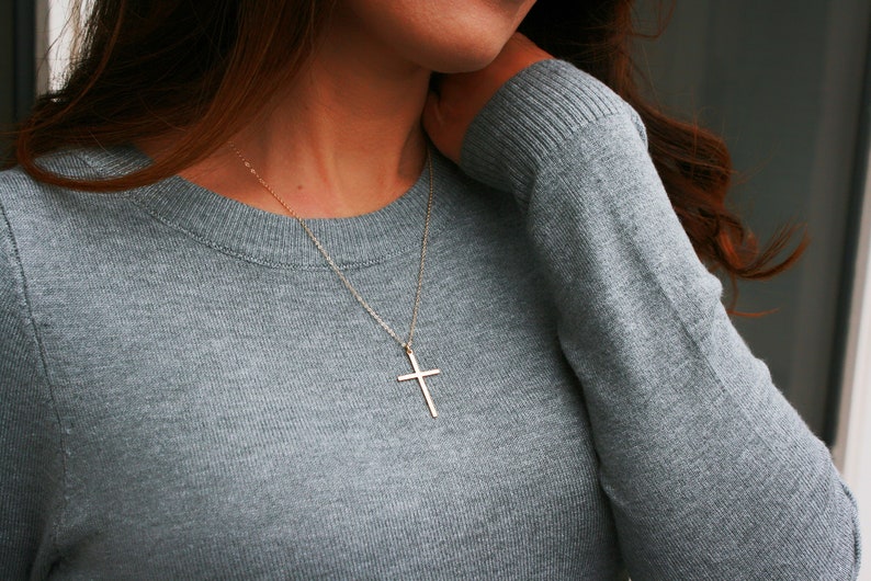 Skinny Cross Necklace 14K Gold Filled Faith Necklace Layer Etsy