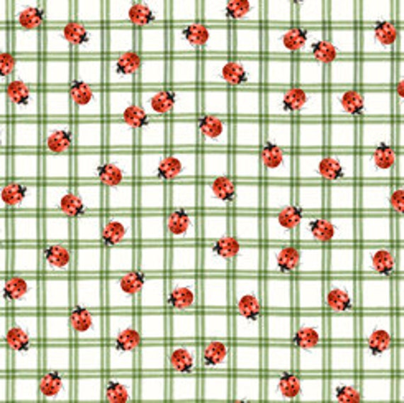 Wildflower Farm LADYBUG CHECK GREEN Etsy