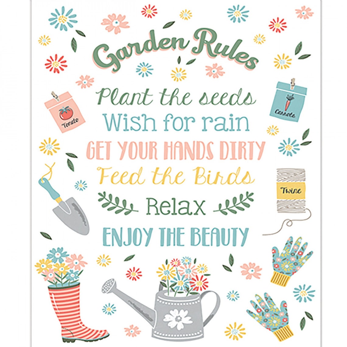 White Garden Rules Panel Etsy