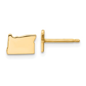 Oregon State Shape Engraved Earrings 14k Gold or Sterling Silver