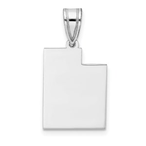 Utah State Shape Engravable Charm Pendant Necklace Sterling Silver or 14k Gold