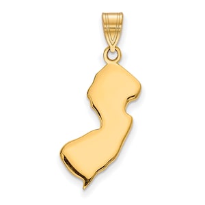 New Jersey State Shape Engravable Charm Pendant Necklace Sterling Silver or 14k Gold