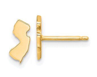 New Jersey State Shape Engraved Earrings 14k Gold or Sterling Silver