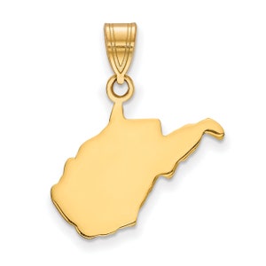 Naszyjnik z zawieszką w kształcie grawerowanego symbolu stanu Wirginia Zachodnia, srebro próby 925 lub złoto 14k