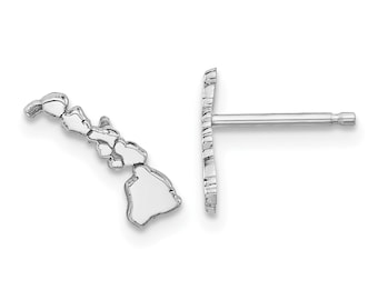 Hawaii State Shape Engraved Earrings 14k Gold or Sterling Silver