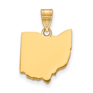 Ohio State Shape Engravable Charm Pendant Necklace Sterling Silver or 14k Gold