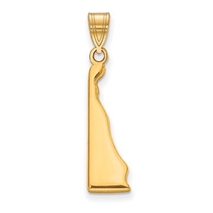 Delaware State Shape Engravable Charm Pendant Necklace Sterling Silver or 14k Gold