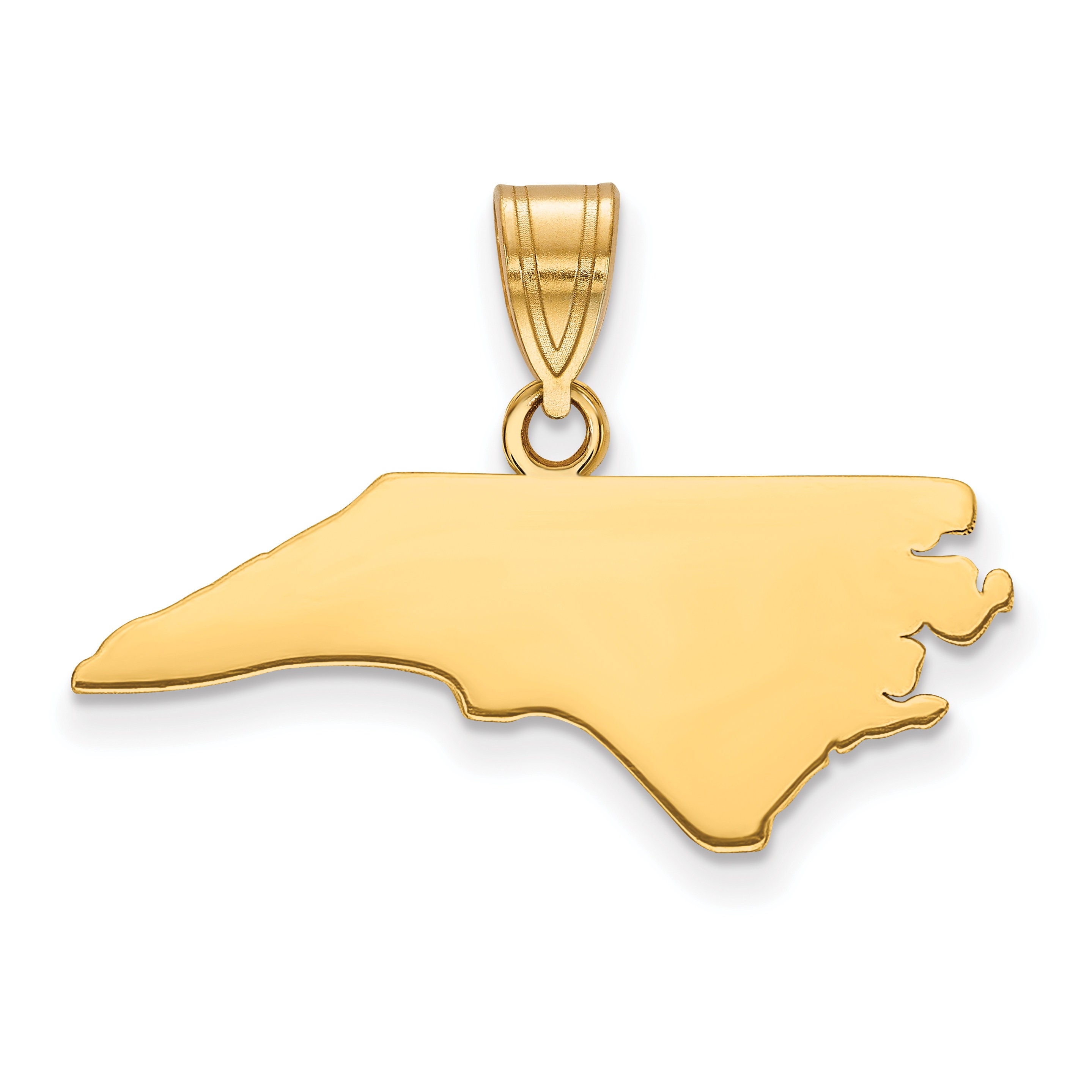 North Carolina State Shape Engravable Charm Pendant Necklace Sterling Silver or 14k Gold