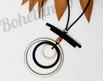 Sweater Long circles rope pendant necklace Chain extra large Fashion Jewelry Exaggerated metal-made geometric jewelry long chunky necklace