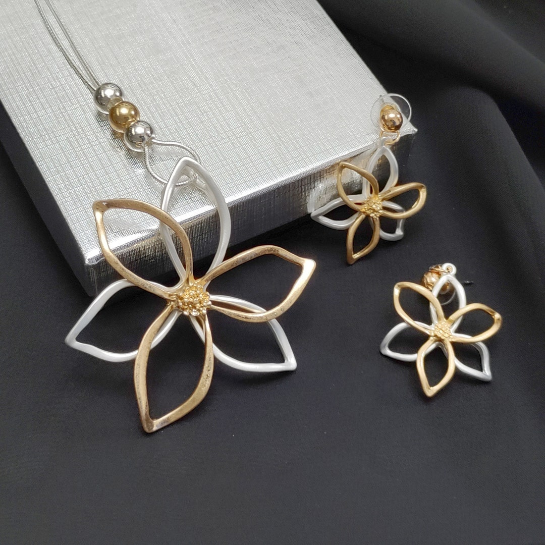 Women Flower Jewelry Lily Flower Necklace Long Flower Necklace Pendant ...