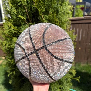 BEDAZZLED CUSTOM BASKETBALL Personalized Rhinestone Sports Ball Senior Gift Sparkle Decor ...