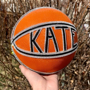 CUSTOM GEMSTONE BASKETBALL Halfcoverage Personalized Team Bedazzled Ball Sports Memorabilia Gift Homecoming Proposal Prom Birthday Christmas