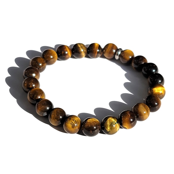 Brown Tiger Eyes  Gemstone Crystal Stretch Quality Bead Bracelet Chakra Energy Balance Protection Healing Gift for Men & Women 6mm 8mm 10mm