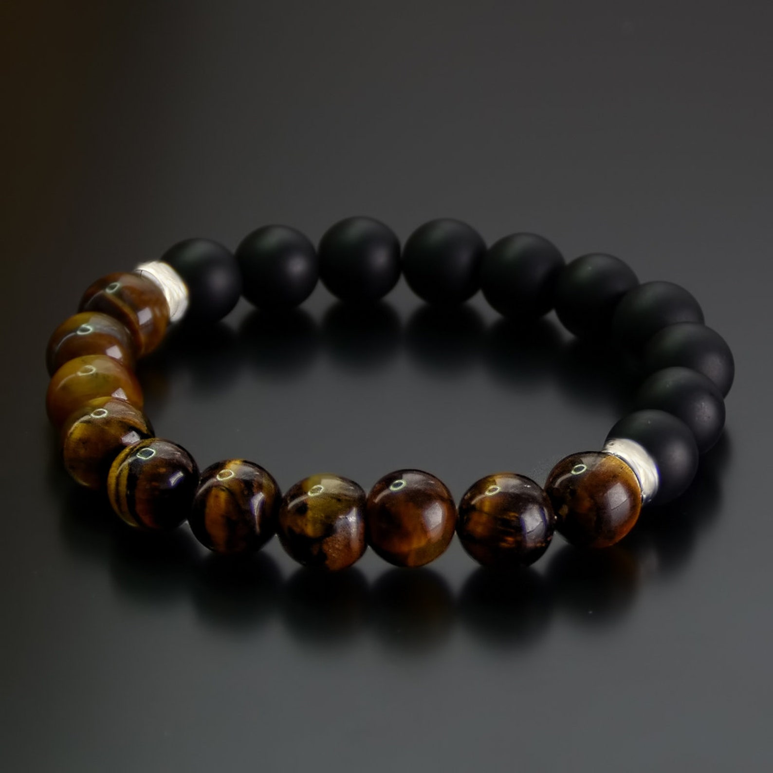 Tiger Eye & Black Obsidian Double Protection Bead Bracelet for - Etsy