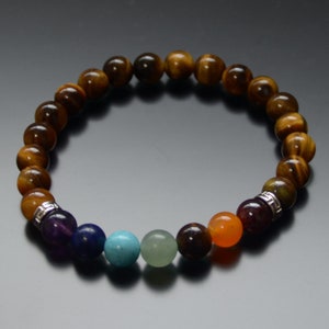 Chakra Bead Gemstone Crystal Quality Bracelet Men Women Gift Hematite Lava Tiger Eye Lapis Lazuli Amethyst Green Aventurine Turquoise