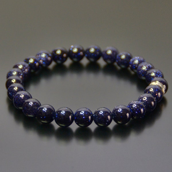 Blue SandStone Stretch Bead Bracelet Chakra Energy Balance Gift for Men & Women 8mm 10mm