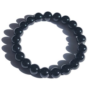 Black Tourmaline Crystal Gemstone Quality Bead Bracelet Chakra Energy Healing Protection Stress Anxiety Gift Men Women 6mm 8mm 10mm