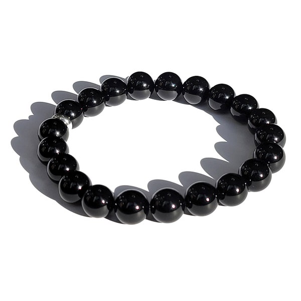 Black Onyx Stretch Bead Bracelet Gemstone Crystal Chakra Energy Protection Gift for Men & Women 10mm 8mm