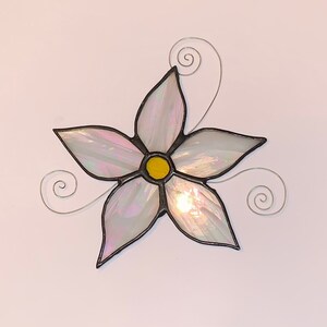 Stained Glass Clear Opalescent Flower Suncatcher