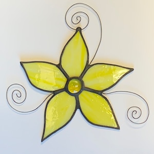 Yellow Stained Glass Flower Suncatcher
