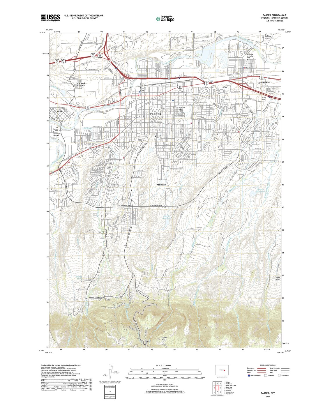 Framed Topographic Maps Casper WY Gift for Hikers. Etsy UK